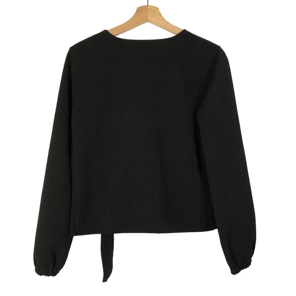 Madewell Texture & Thread Black Crepe Wrap Long Sleeve Top M - Picture 5 of 7